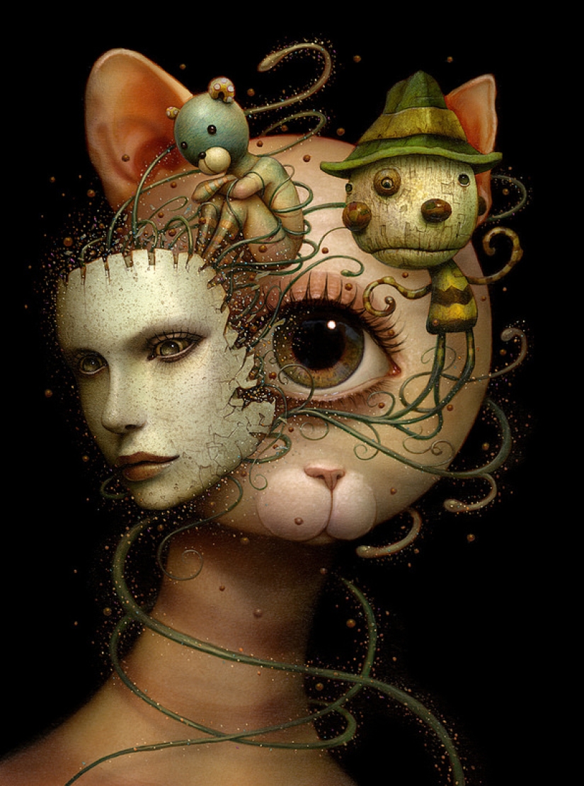 Corrientes de conciencia en las pinturas de Naoto Hattori, similares a las alucinaciones