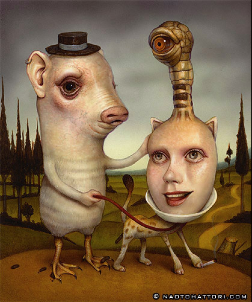 Corrientes de conciencia en las pinturas de Naoto Hattori, similares a las alucinaciones