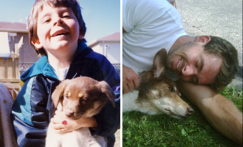 Crecidos juntos: Perros y sus dueños al comienzo de la amistad y después de muchos años