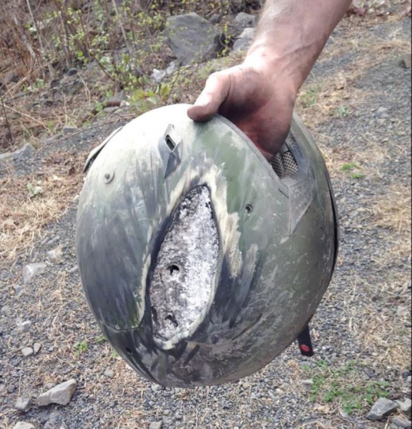 Cuida tu cabeza: víctimas de accidentes compartieron fotos de cascos que les salvaron la vida