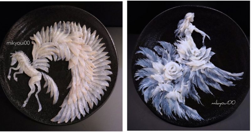 Culinary art plates: Japanese chef turns cutting fish into real masterpieces