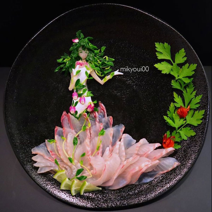 Culinary art plates: Japanese chef turns cutting fish into real masterpieces