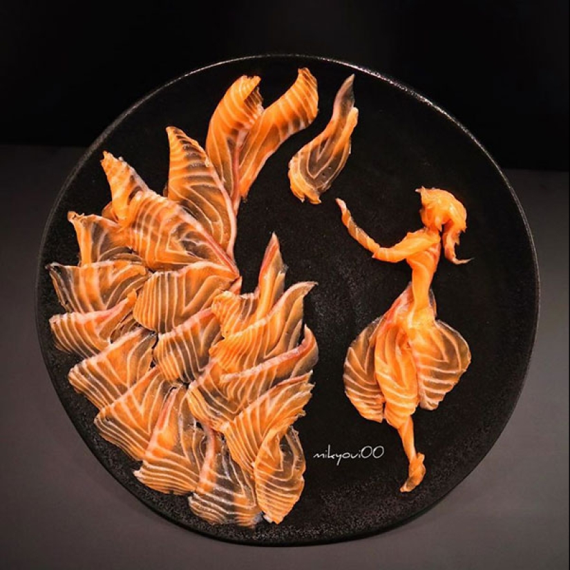 Culinary art plates: Japanese chef turns cutting fish into real masterpieces