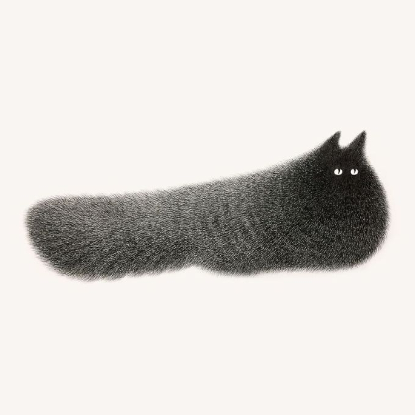 Cute fluffiness: charming cats drawn with a gel pen