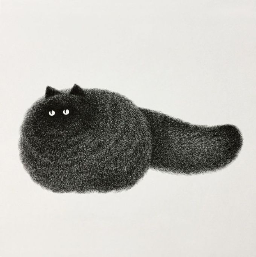 Cute fluffiness: charming cats drawn with a gel pen