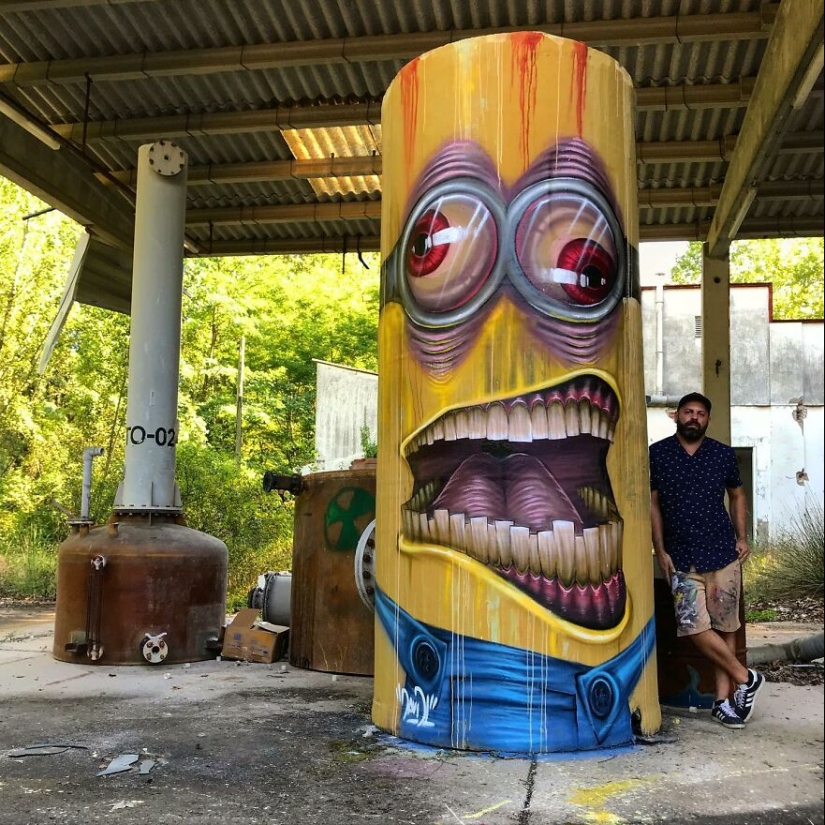 David Lozano's Toothy Monsters Inscribed in Abandoned Interiors