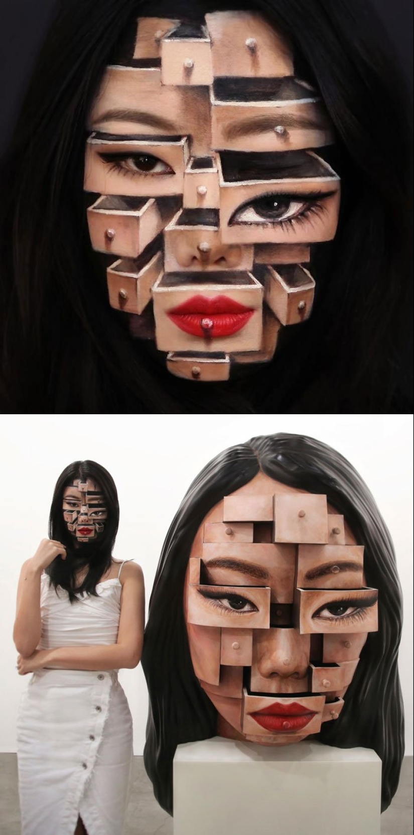 Deception on the face: a Korean woman draws mind-blowing optical illusions