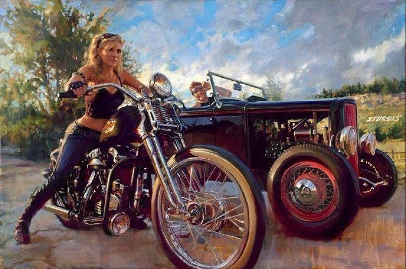 Dios Moto de arte David UHL y su belleza Harley-Davidson