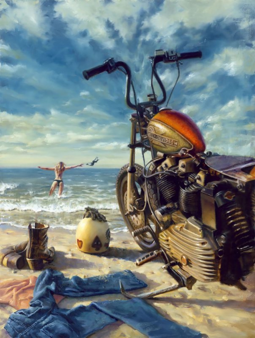 Dios Moto de arte David UHL y su belleza Harley-Davidson