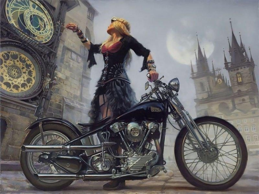 Dios Moto de arte David UHL y su belleza Harley-Davidson