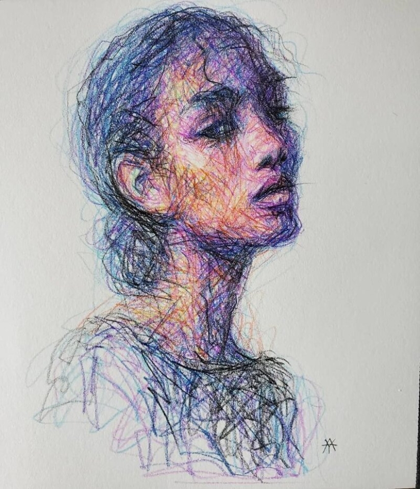 Doodle Liz Y Ahmet: artist creates unusual portraits of women from Karakul
