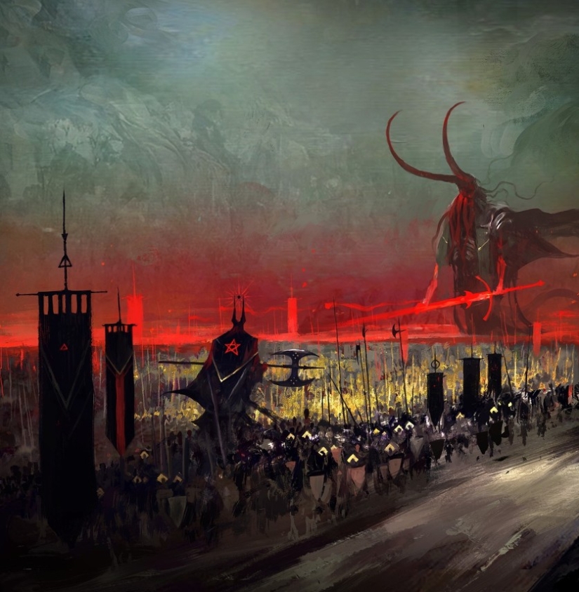 Dragons, knights and darkness in epic paintings by Dominic Mayer - Pictolic