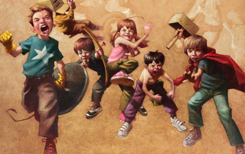 El artista Craig Davison y sus niños héroes