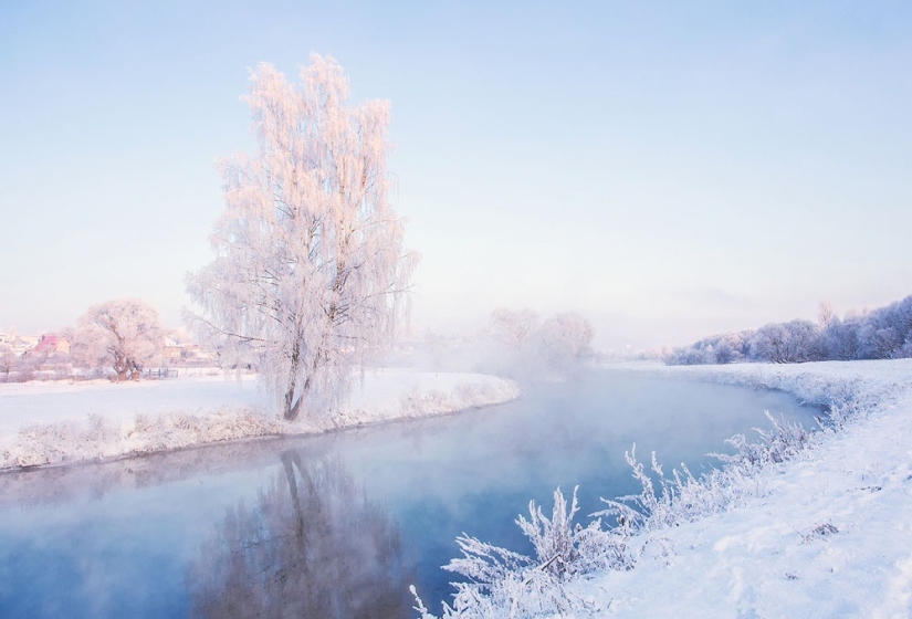 El fotógrafo se levanta temprano por la mañana todos los días para capturar la belleza del invierno
