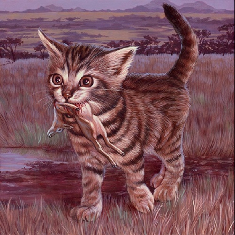 El genio irónico del surrealismo post-pop Casey Weldon y sus gatos