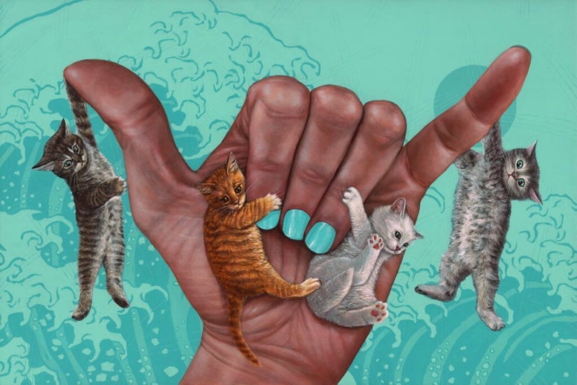 El genio irónico del surrealismo post-pop Casey Weldon y sus gatos