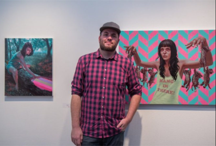 El genio irónico del surrealismo post-pop Casey Weldon y sus gatos