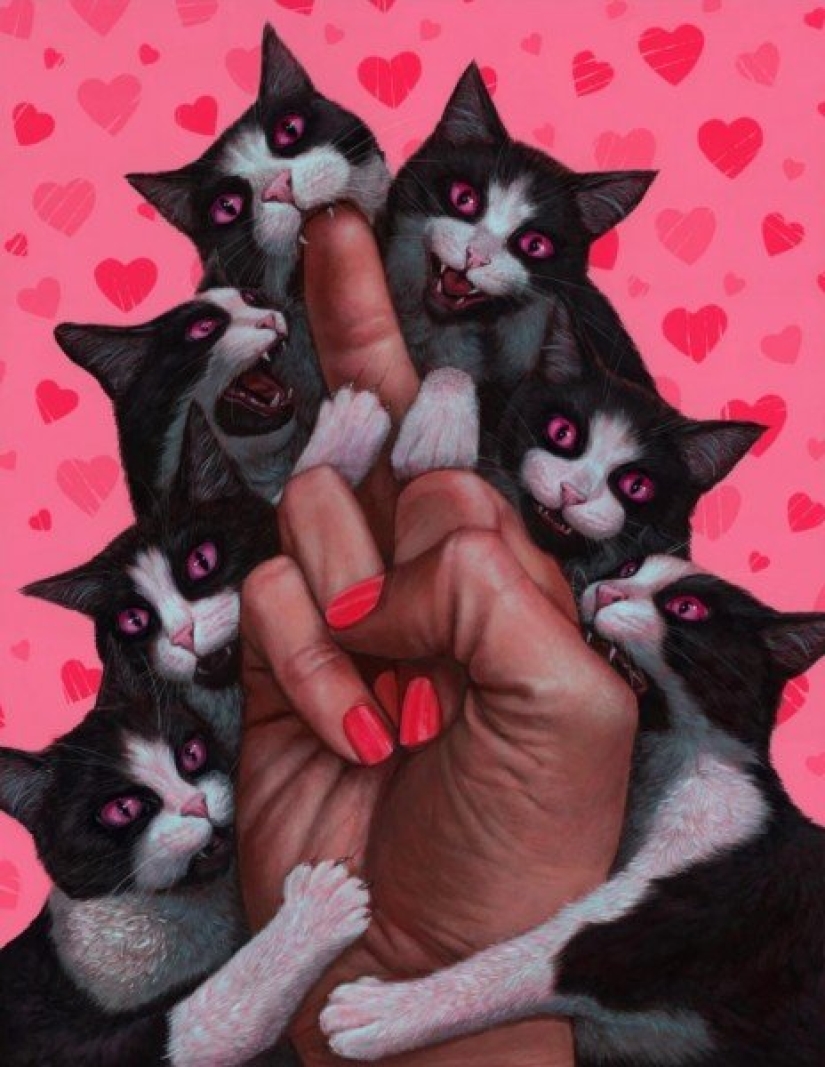 El genio irónico del surrealismo post-pop Casey Weldon y sus gatos