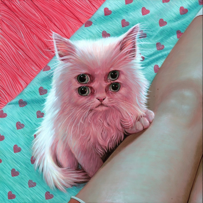 El genio irónico del surrealismo post-pop Casey Weldon y sus gatos