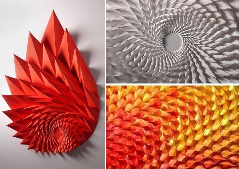 El ingeniero crea a partir de papel pinturas geométricas y gifs, a partir de la cual los ojos se vuelven locos