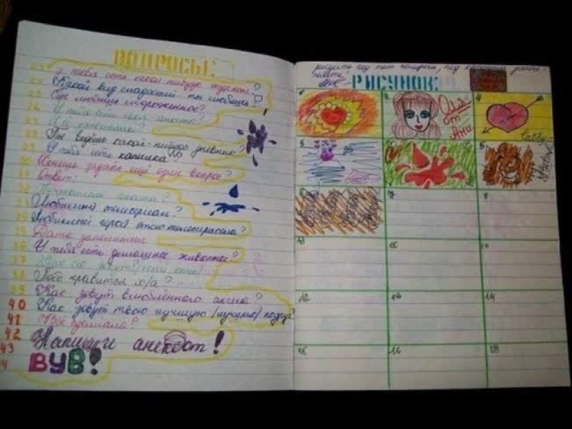 Entretenimiento escolar en un cuaderno: lo que los niños solían jugar