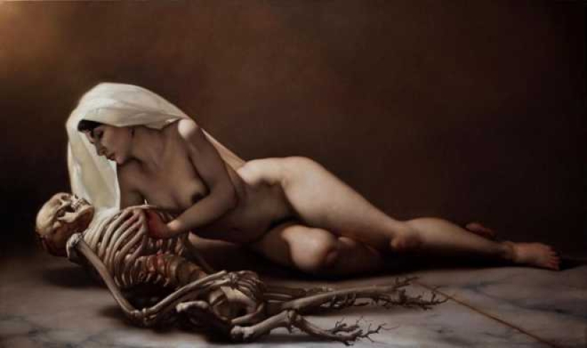 Erotismo oscuro en el estilo barroco del clásico moderno de la pintura Roberto Ferri