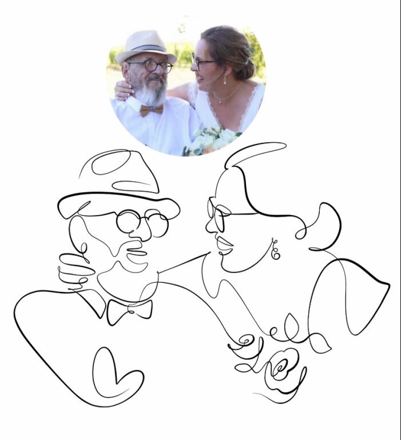 Este artista crea dibujos personalizados de una sola línea que capturan la esencia de cualquier fotografía