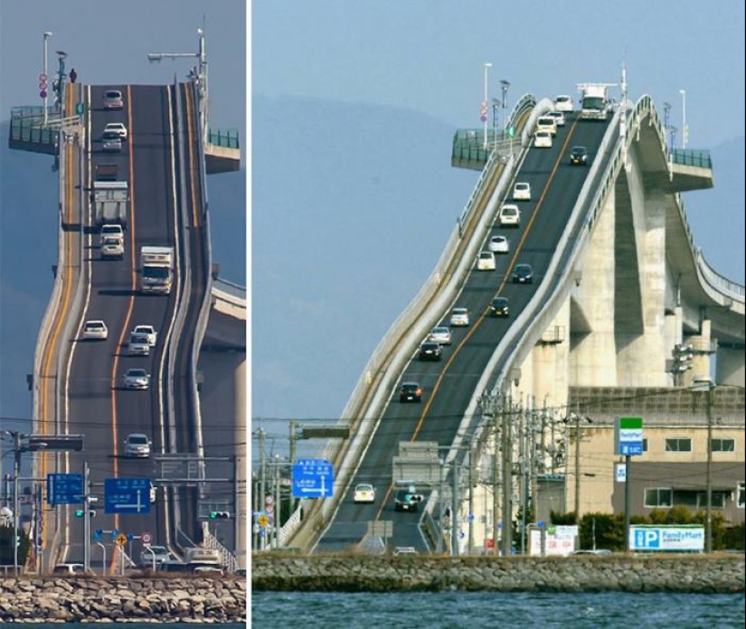 Esto no es una montaña rusa, pero loco puente en Japón