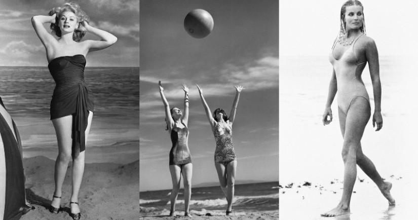 Estrellas de la época dorada de Hollywood en un álbum en blanco y negro de glamorosas fotografías de playa