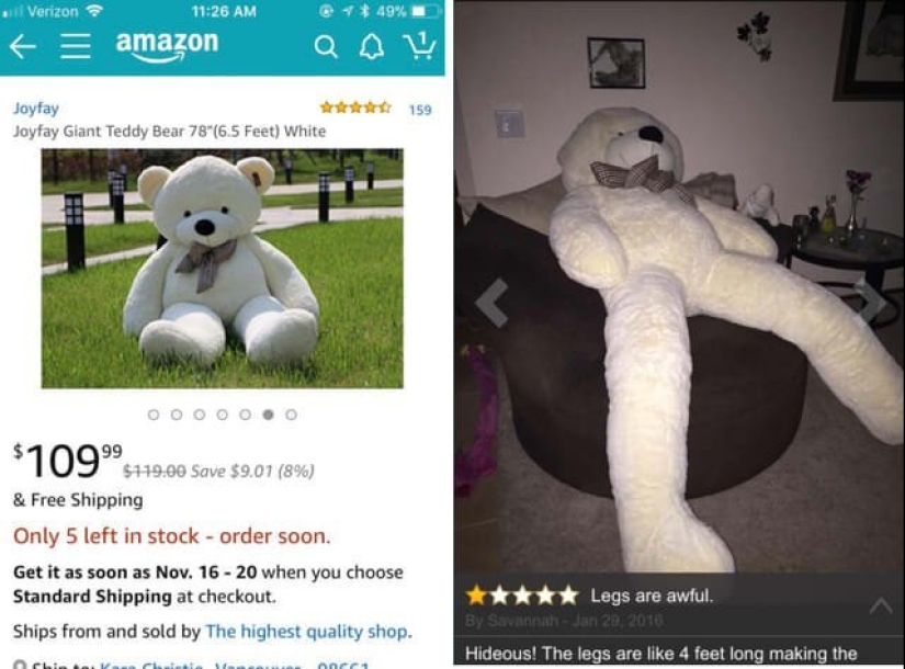 Expectation and reality: 25 incredible online shopping