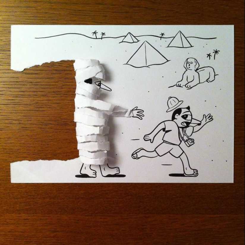 Experiments with paper: comical 3D drawings by a Danish artist