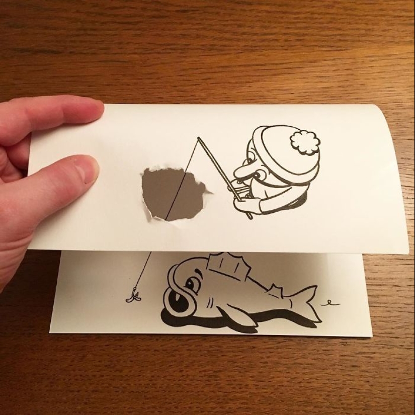 Experiments with paper: comical 3D drawings by a Danish artist