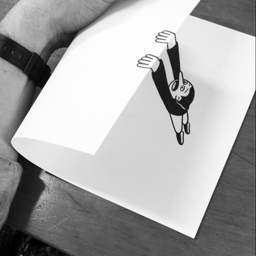 Experiments with paper: comical 3D drawings by a Danish artist