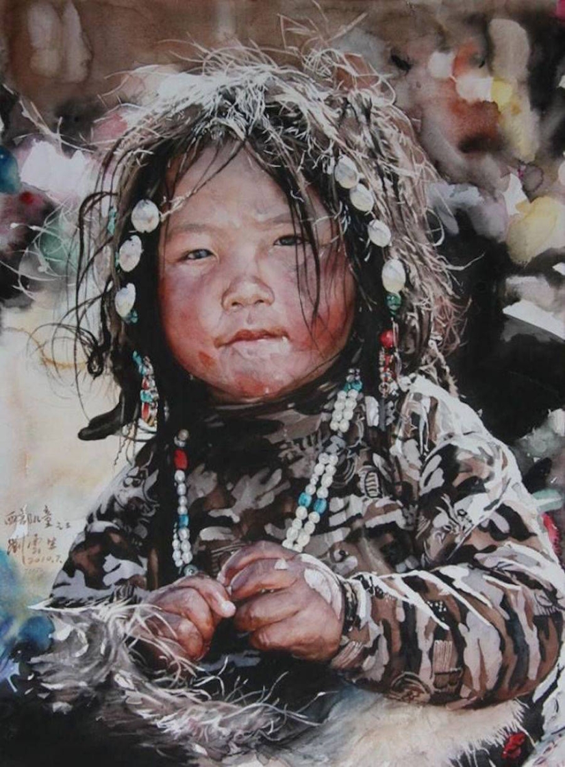 Fabulous Tibet in realistic watercolors by Liu Yunshen