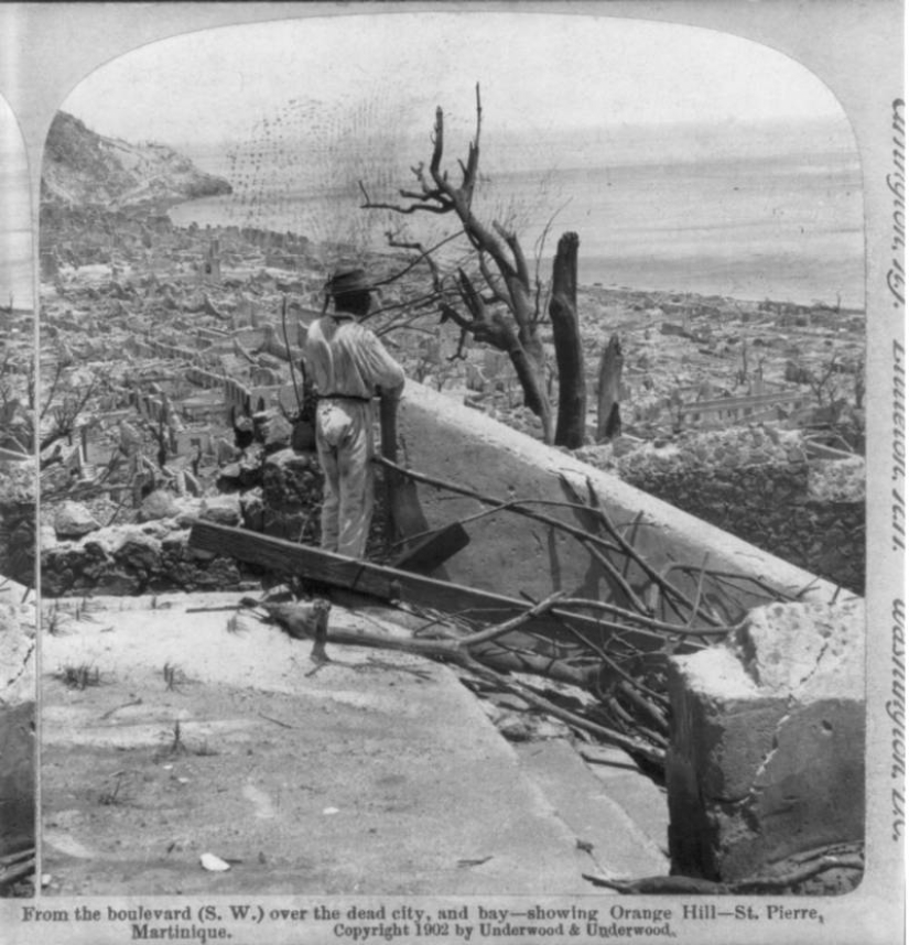 Face distorted in the throes of agony: images before and after the terrible volcanic eruption of the twentieth century