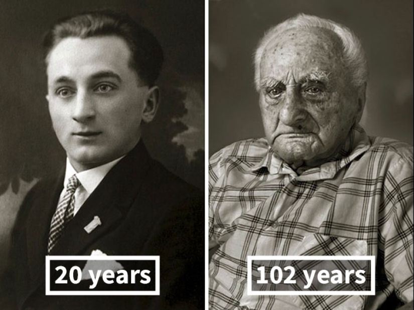 "Faces of the Century": centenarians in their youth and now