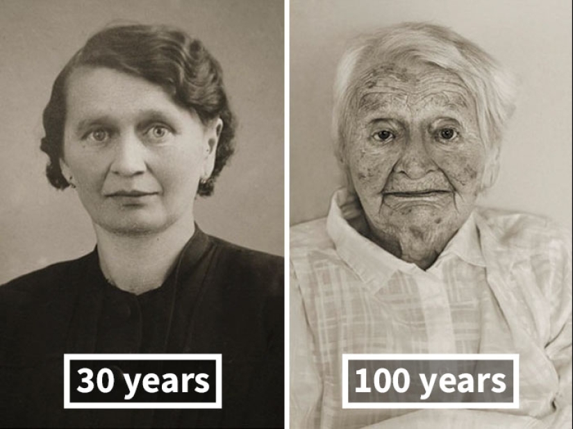 "Faces of the Century": centenarians in their youth and now