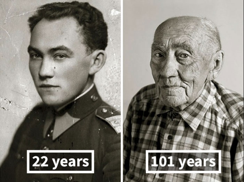 "Faces of the Century": centenarians in their youth and now