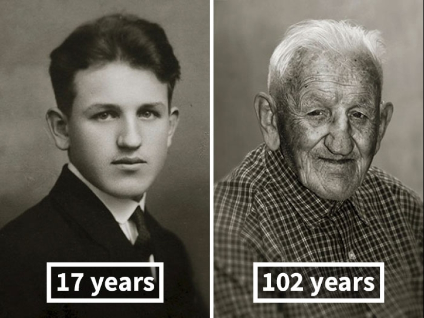 "Faces of the Century": centenarians in their youth and now