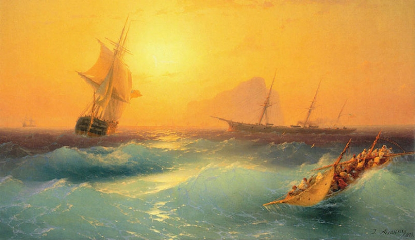 Fantastic luminous waves from a Russian marine artist of the XIX century