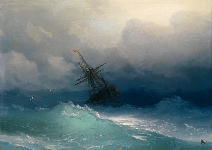 Fantastic luminous waves from a Russian marine artist of the XIX century