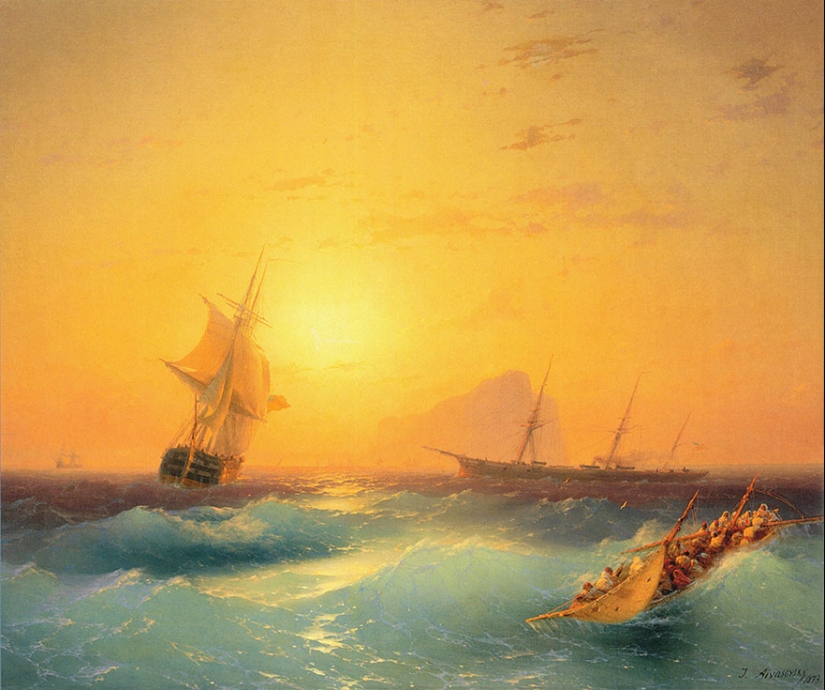 Fantastic luminous waves from a Russian marine artist of the XIX century