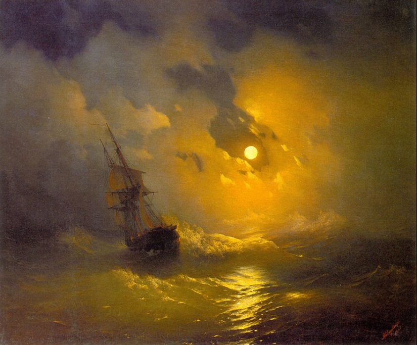 Fantastic luminous waves from a Russian marine artist of the XIX century