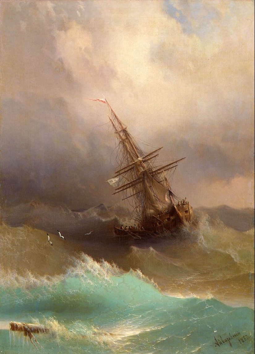 Fantastic luminous waves from a Russian marine artist of the XIX century