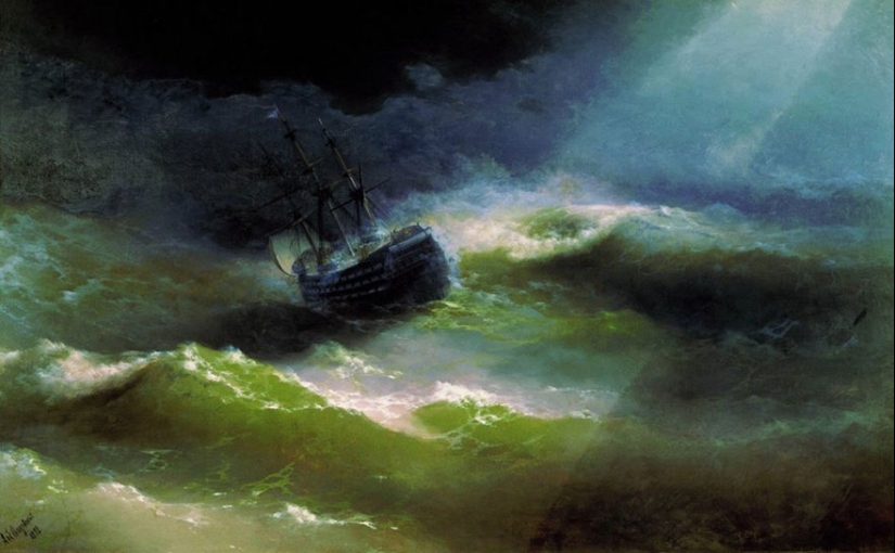 Fantastic luminous waves from a Russian marine artist of the XIX century