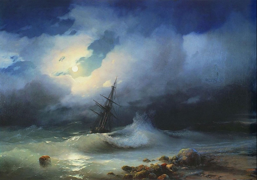 Fantastic luminous waves from a Russian marine artist of the XIX century