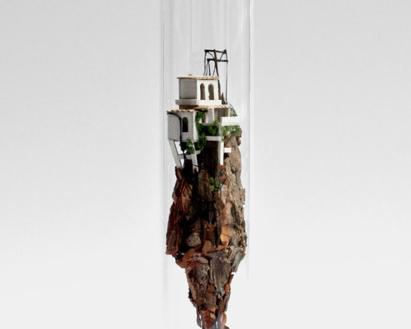 Floating worlds in a test tube from a Dutch artist