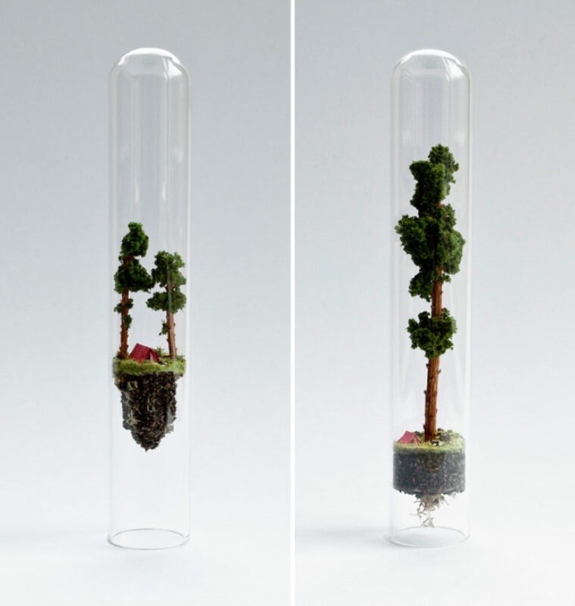 Floating worlds in a test tube from a Dutch artist