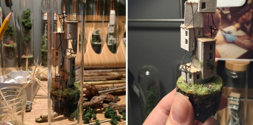 Floating worlds in a test tube from a Dutch artist