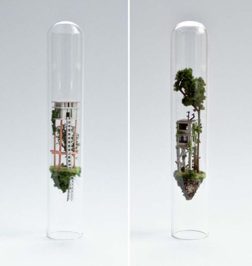 Floating worlds in a test tube from a Dutch artist